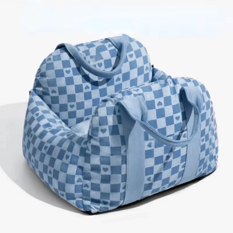 Heart Chequerboard Frenchie Car Seat Bed