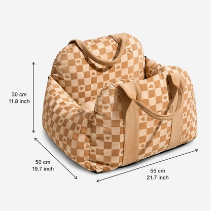 Heart Chequerboard Frenchie Car Seat Bed